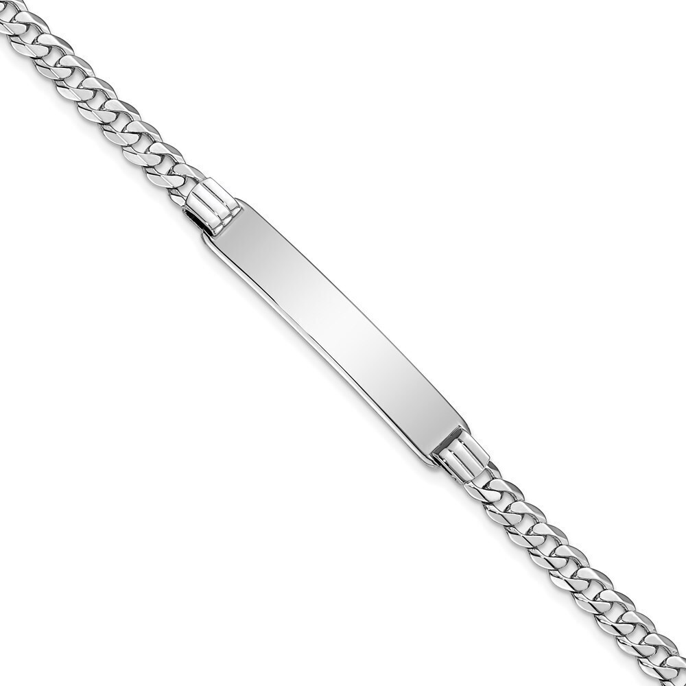 14k White Gold Wg Flat Curb Link Id Bracelet